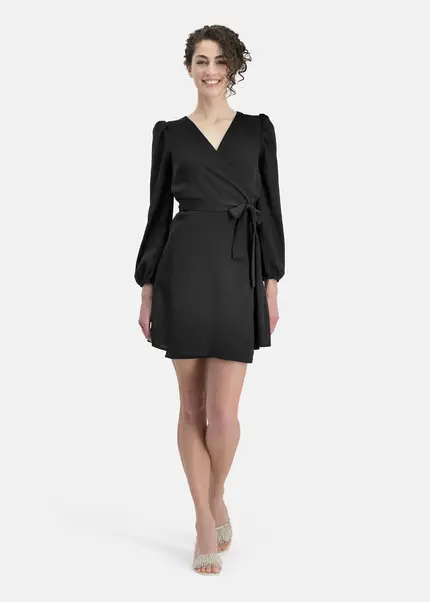 Nicowa Elegant wrap dress with plain fabric – VEROWA in BLACKarticle number NC6A24009019E-002 Großer Ausverkauf