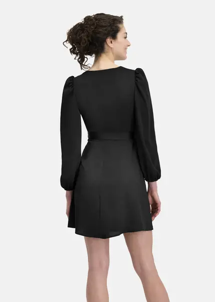 Nicowa Elegant wrap dress with plain fabric – VEROWA in BLACKarticle number NC6A24009019E-002 Großer Ausverkauf