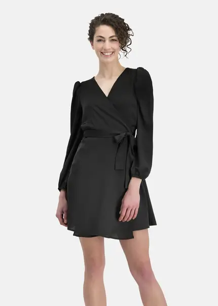 Nicowa Elegant wrap dress with plain fabric – VEROWA in BLACKarticle number NC6A24009019E-002 Großer Ausverkauf