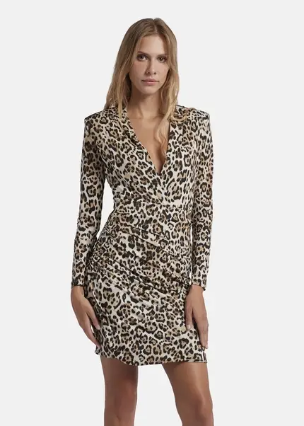 Nicowa Draped mini dress - MICIMA in BLACK LEOarticle number NC8A22008017E-151 Begrenztes Angebot