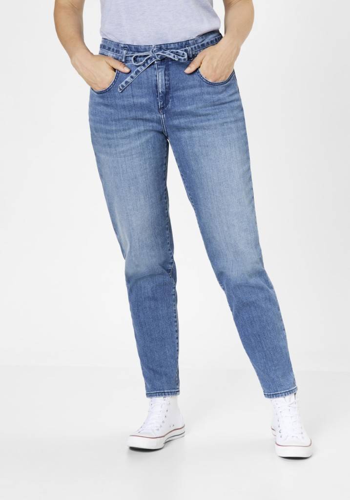 Paddocks CARO SOFT DENIM bequeme Passform - mid blue heavy wash with 3D pleats Heißer Verkauf