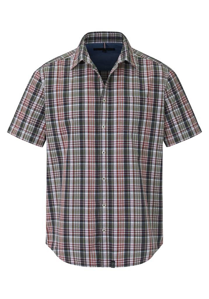 Paddocks Short sleeve seersucker check shirt normale Passform - khaki Auslauf