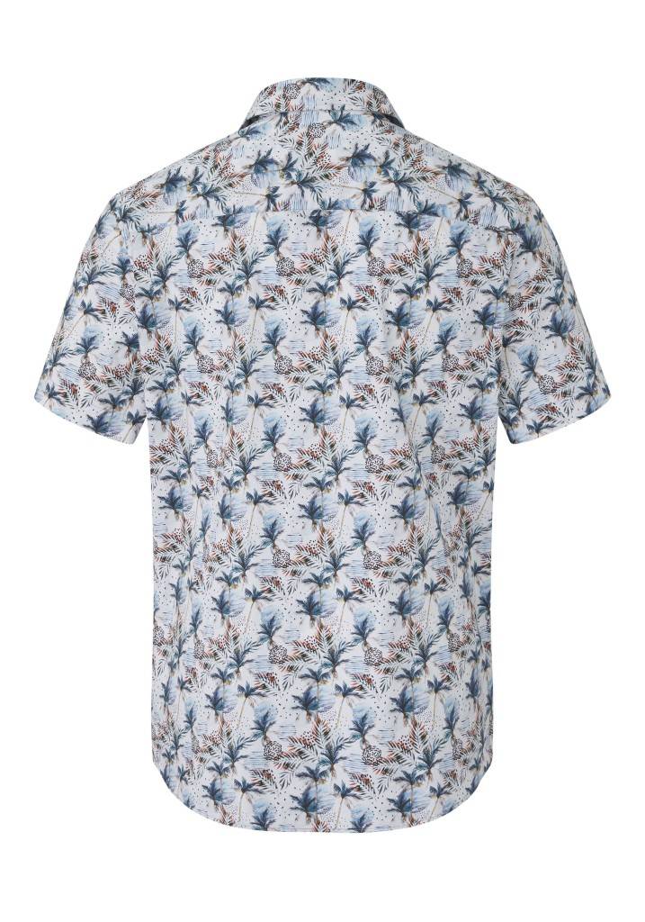 Paddocks Short sleeve all over palm print normale Passform - blue Verkauf
