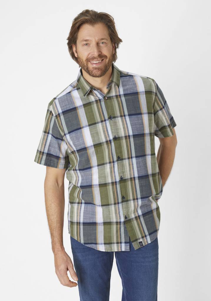 Paddocks Short sleeve shirt big check normale Passform - khaki Angebote