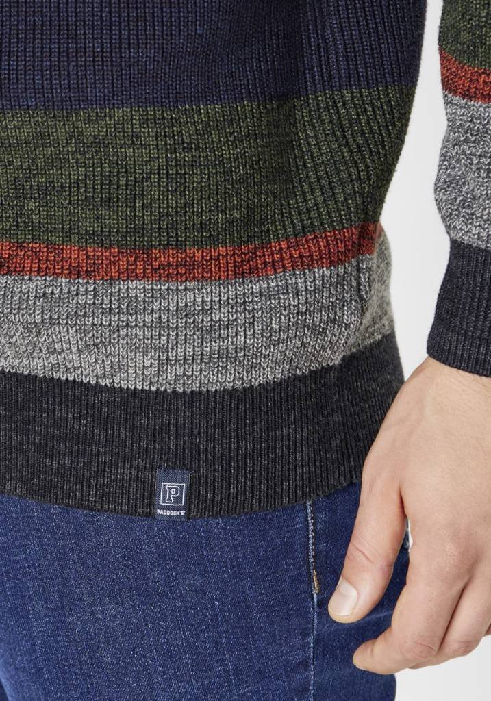 Paddocks Round neck melange stripe knit pullover normale Passform - multi color Meist gekauft