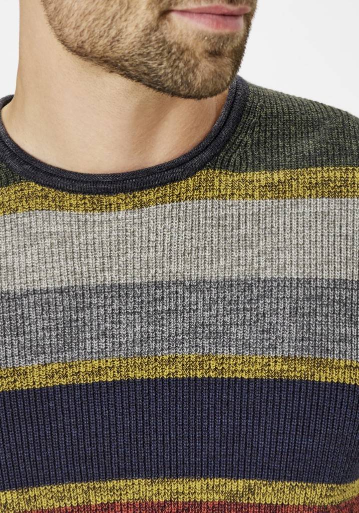 Paddocks Round neck melange stripe knit pullover normale Passform - multi color Meist gekauft