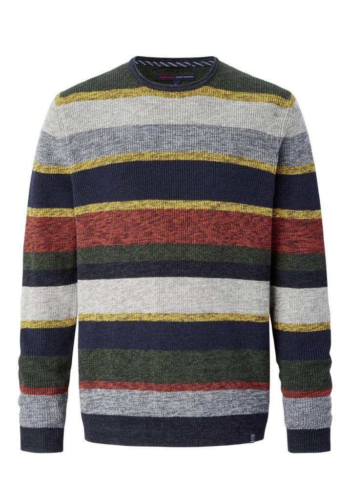 Paddocks Round neck melange stripe knit pullover normale Passform - multi color Meist gekauft