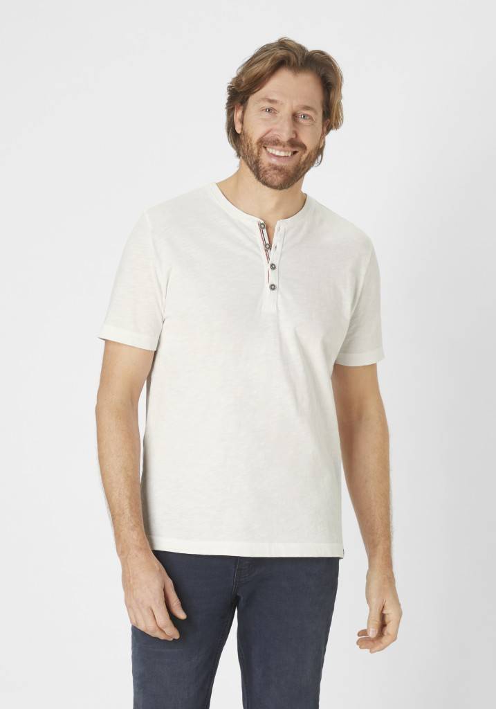 Paddocks Short sleeve henley shirt, single jersey normale Passform - off white Fabrik Onlineshop