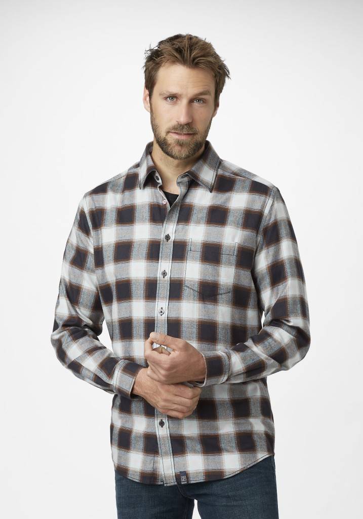 Paddocks Long sleeve herringbone check shirt with pocket normale Passform - night blue Fabrikpreis