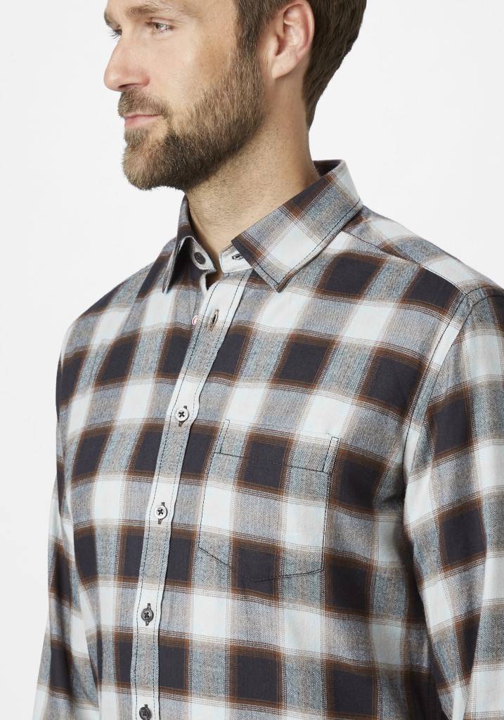 Paddocks Long sleeve herringbone check shirt with pocket normale Passform - night blue Fabrikpreis