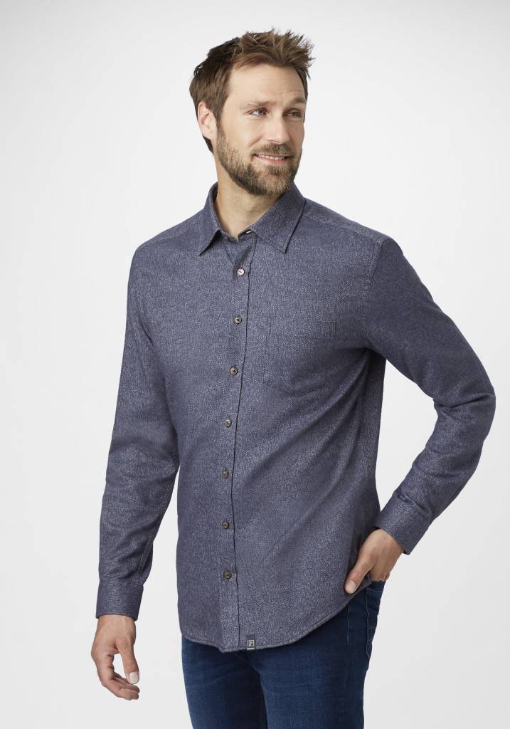 Paddocks Long sleeve shirt with pocket normale Passform - blue melange Sonderangebot