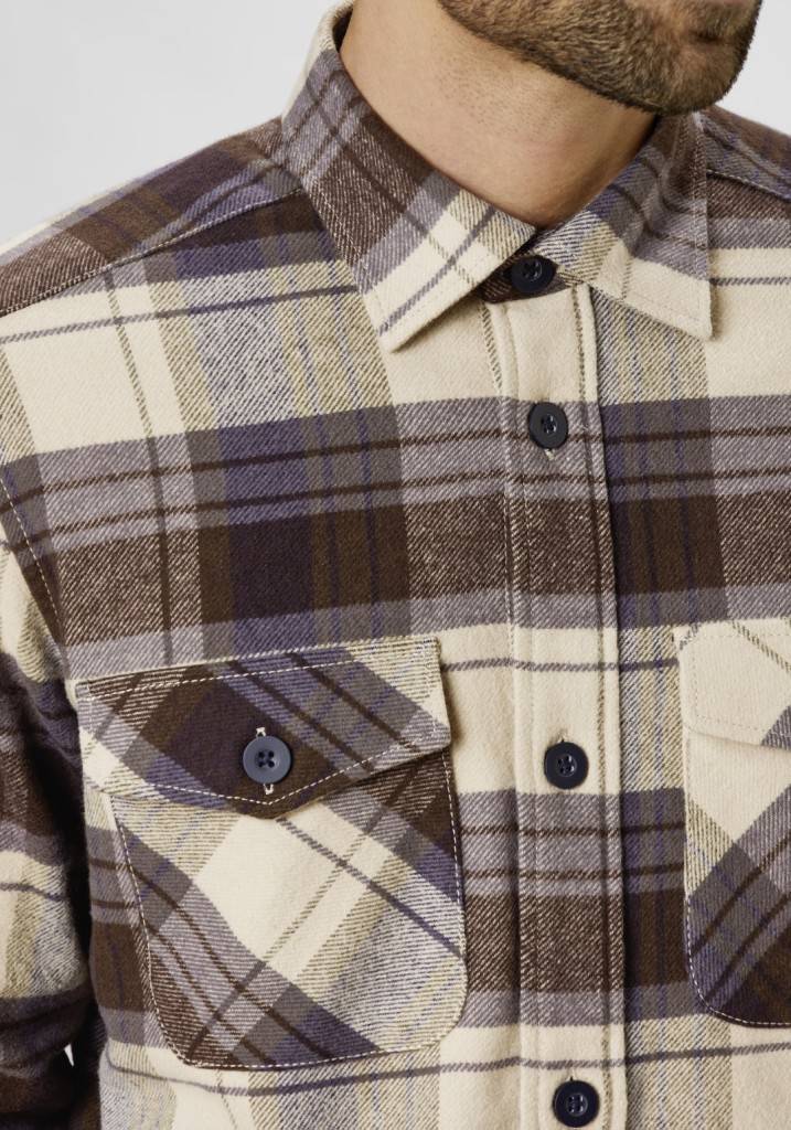 Paddocks flanell check overshirt with two pockets normale Passform - olive Online Shopping