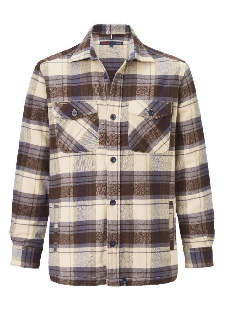 Paddocks flanell check overshirt with two pockets normale Passform - olive Online Shopping