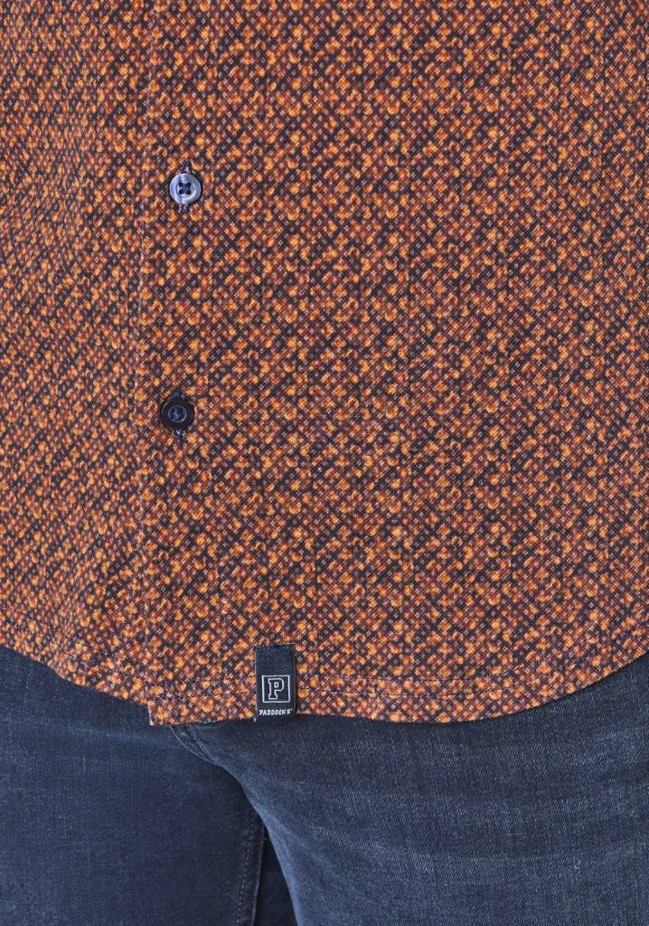 Paddocks button down jersey piquee with digital print shirt normale Passform - orange Exklusivangebot
