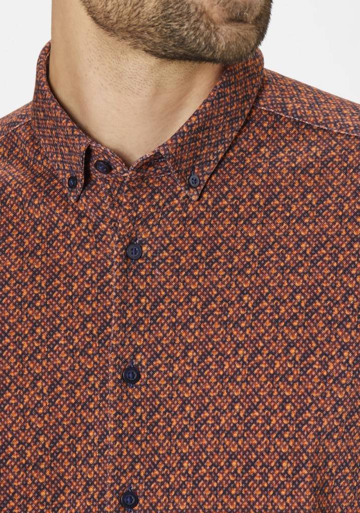 Paddocks button down jersey piquee with digital print shirt normale Passform - orange Exklusivangebot