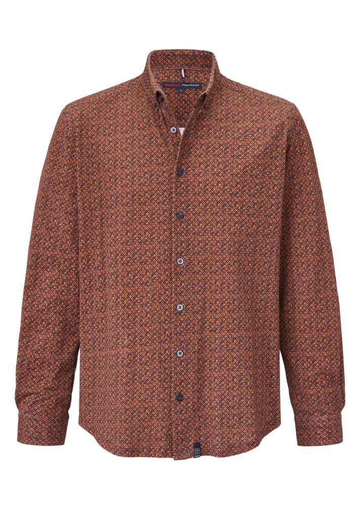 Paddocks button down jersey piquee with digital print shirt normale Passform - orange Exklusivangebot