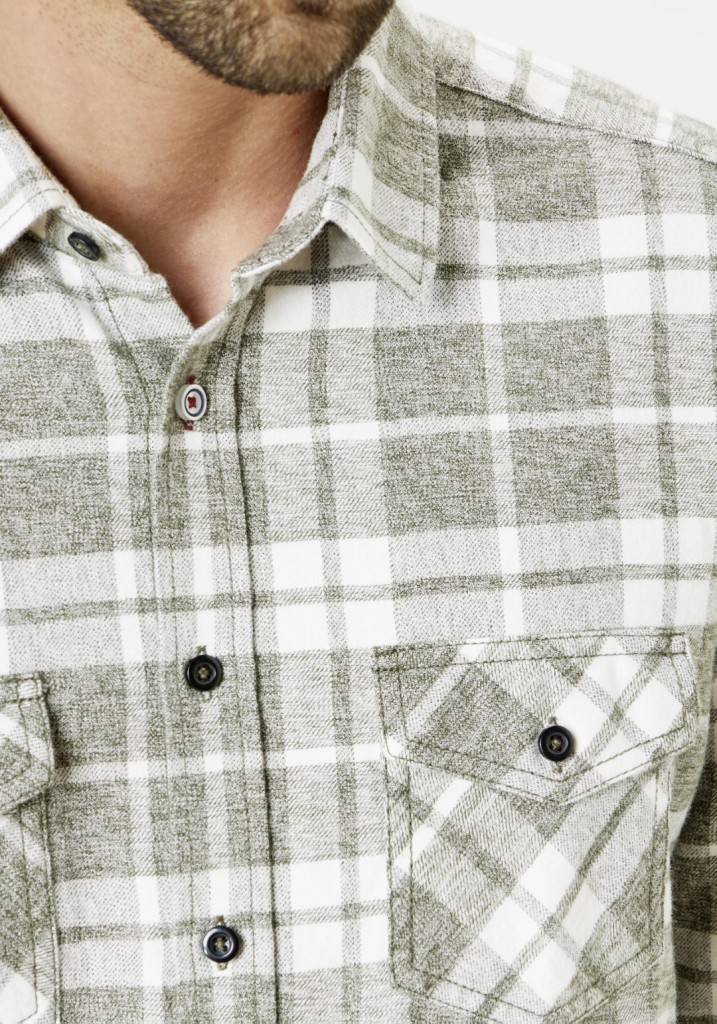 Paddocks Flannel check shirt with 2 bust pockets normale Passform - green Preisnachlass