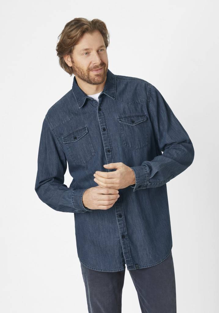 Paddocks Long sleeve shirt normale Passform - medium blue Im Verkauf