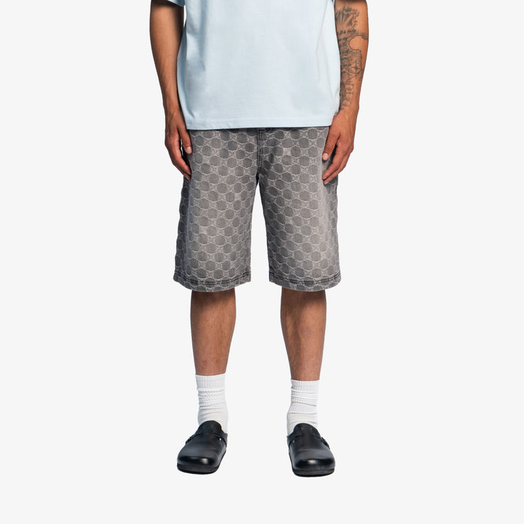 Pequs Aether Monogram Denim Jorts Bis zu 50% Rabatt