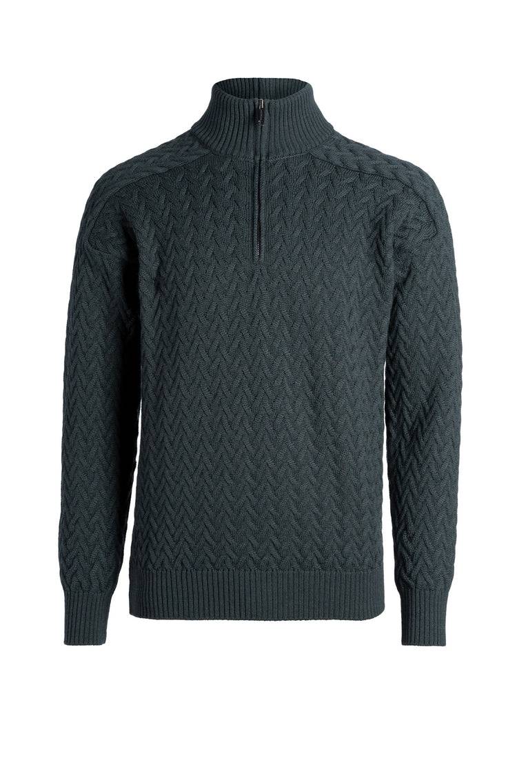 Phil Petter Zipptroyer aus Merinowolle, Zopf-Strick, Relaxed Fit Osterangebot