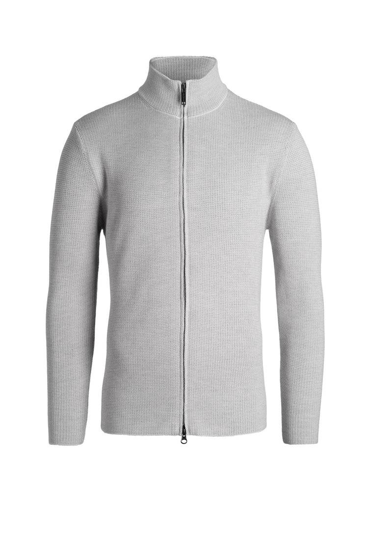Phil Petter Zippjacke aus Merinowolle, Perlfang-Strick Riesige Ersparnisse