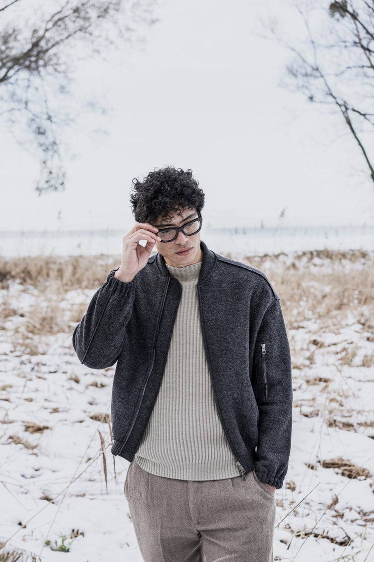 Phil Petter Woll-Walk-Bomberjacke aus Merinowolle, Oversized Fit Super Sparpreis