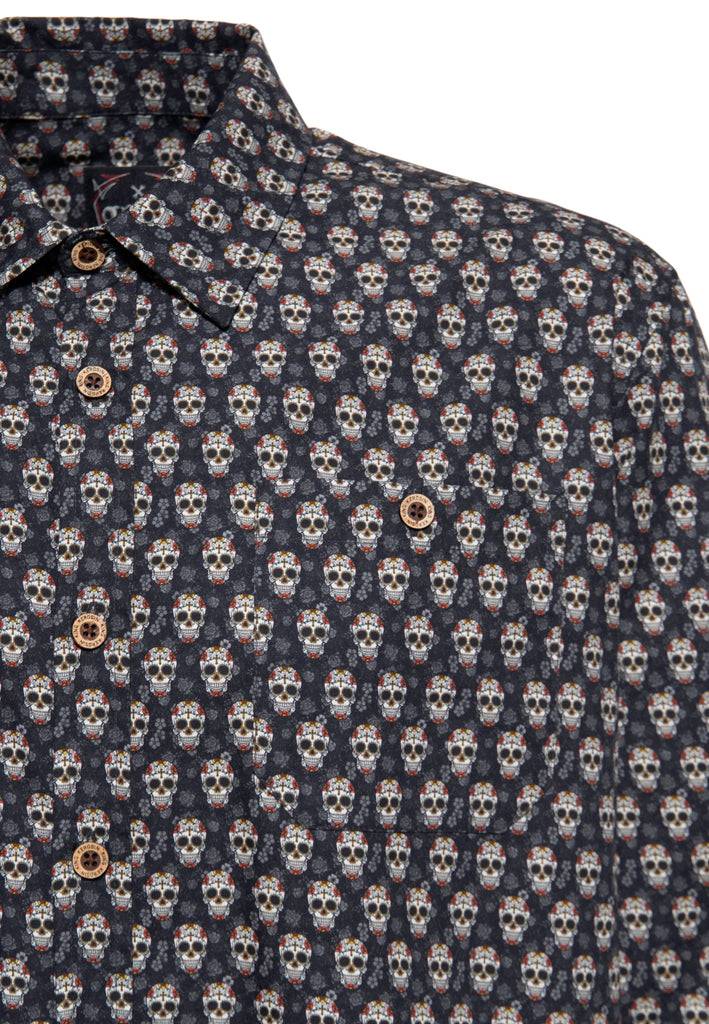 Queen Kerosin Langarmhemd «Calavera» VIP-Rabatte