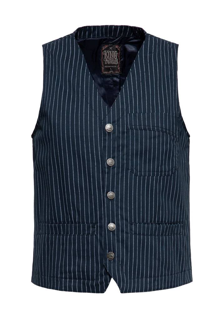 Queen Kerosin Pinstripe Weste Bis zu 50% Rabatt