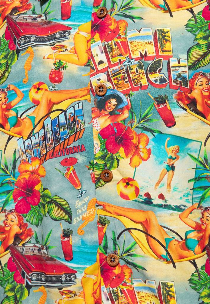 Queen Kerosin Hawaiihemd «Miami & Long Beach» Auslauf