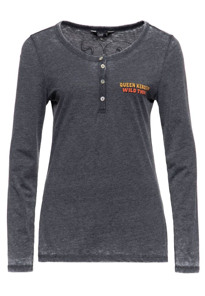 Queen Kerosin Enzym Wash Langarmshirt «Rock Your Life» Großer Ausverkauf