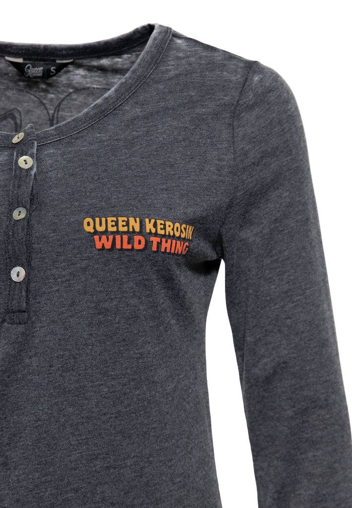 Queen Kerosin Enzym Wash Langarmshirt «Rock Your Life» Großer Ausverkauf