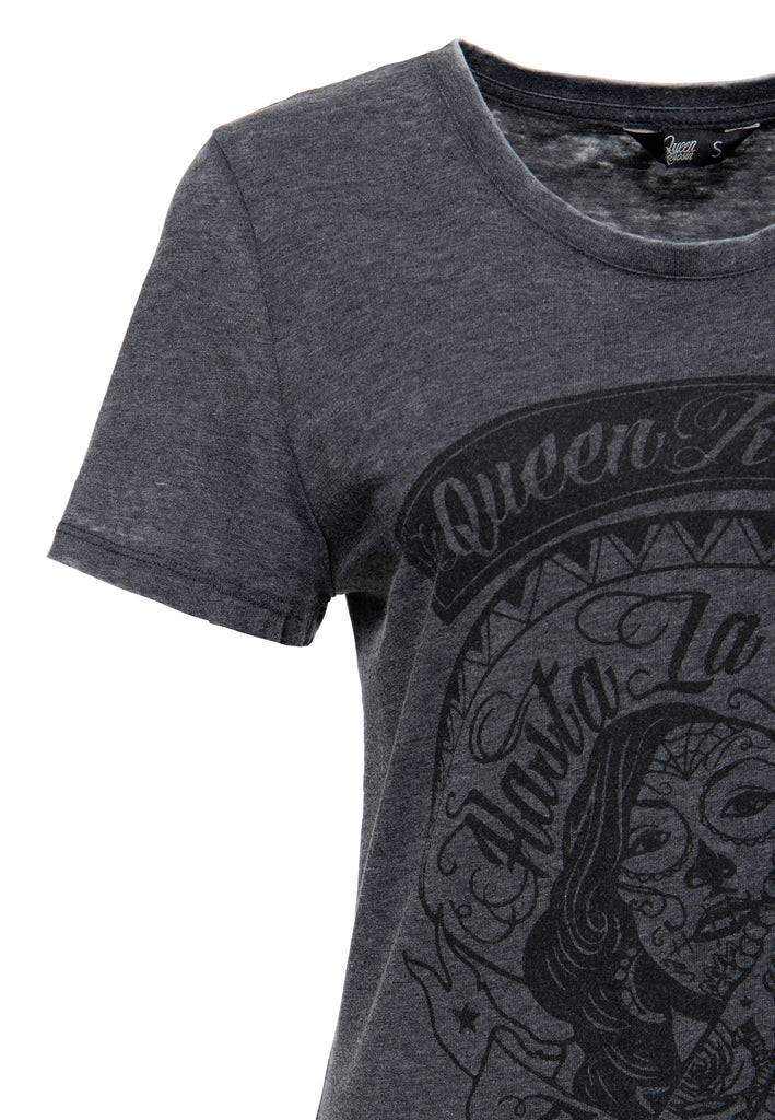 Queen Kerosin Enzym Wash T-Shirt «Hasta La Muerte» Flash Sale