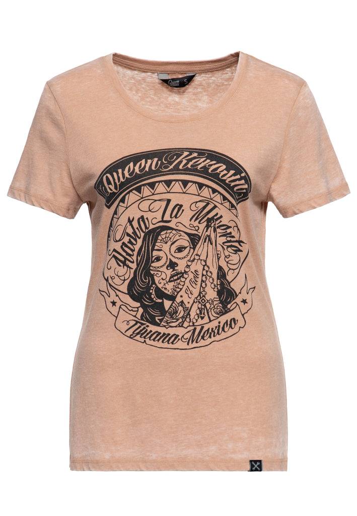 Queen Kerosin Enzym Wash T-Shirt «Hasta La Muerte» Flash Sale