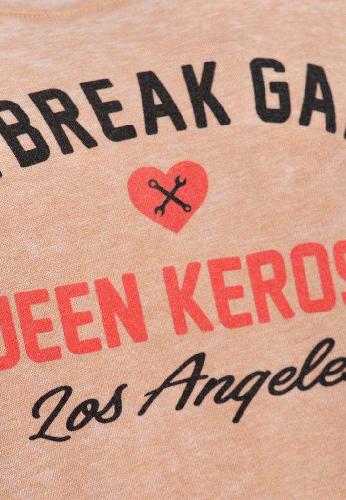 Queen Kerosin Enzym Wash T-Shirt «Heartbreak Garage» Begrenztes Angebot