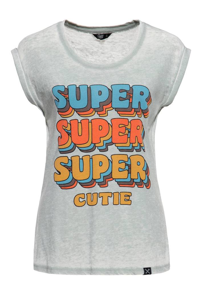 Queen Kerosin Enzym Wash T-Shirt «Super Cutie» Online Shopping