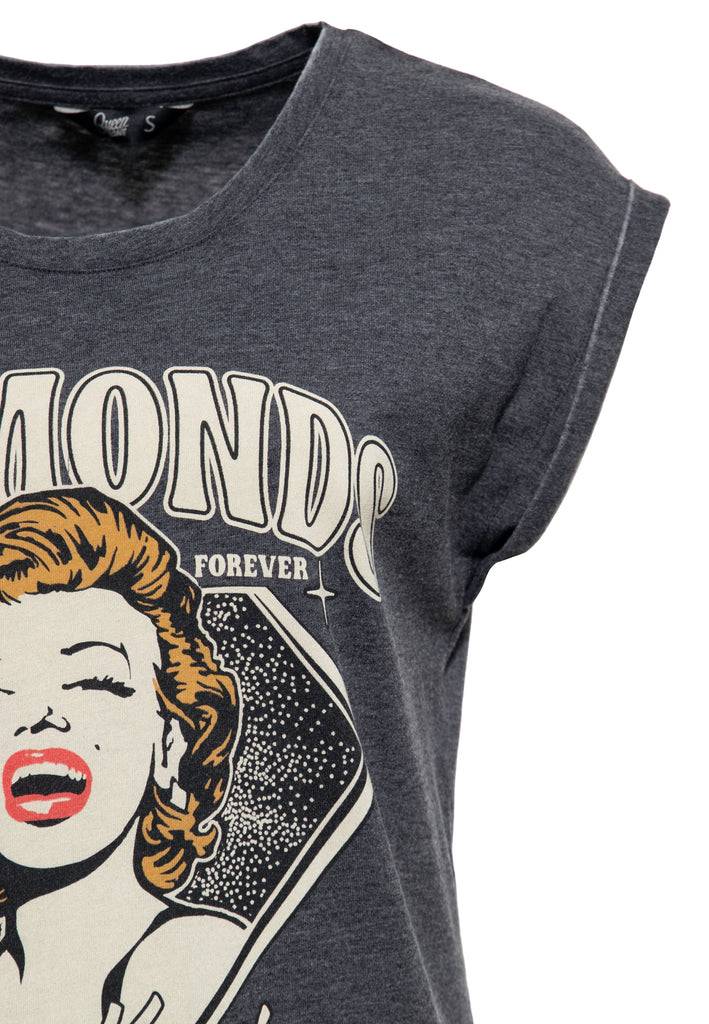 Queen Kerosin Enzym Wash T-Shirt «Diamonds» Preisnachlass