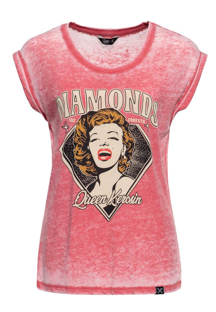 Queen Kerosin Enzym Wash T-Shirt «Diamonds» Preisnachlass