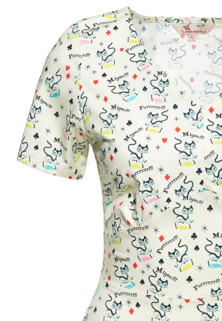 Queen Kerosin Swingkleid «Retro Cats» Große Rabatte