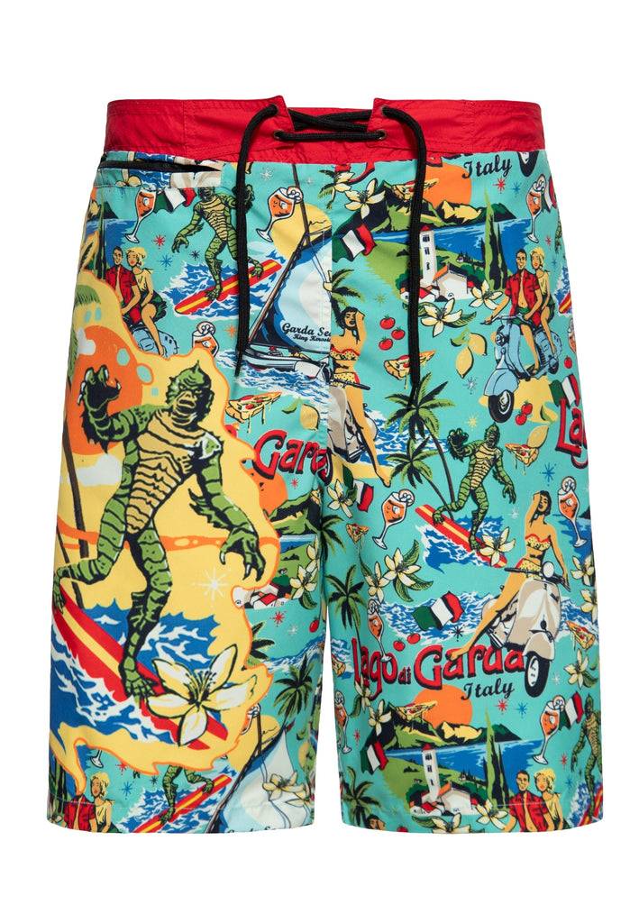 Queen Kerosin Badeshorts «Il mostro del Lago di Garda» Discount Store für neue Produkte