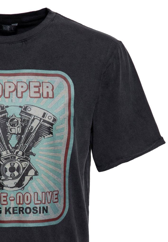 Queen Kerosin Acid-Washed T-Shirt «No Ride No Life» Begrenzt auf 3 Tage