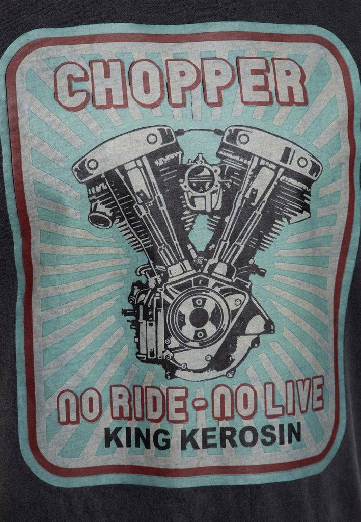 Queen Kerosin Acid-Washed T-Shirt «No Ride No Life» Begrenzt auf 3 Tage