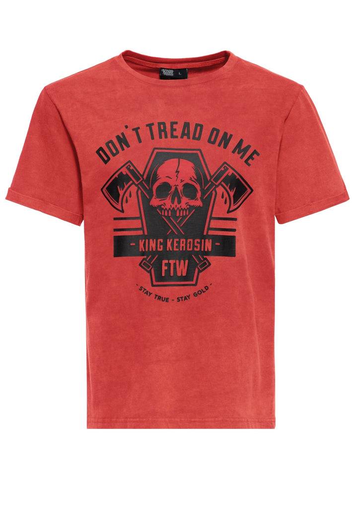 Queen Kerosin Acid-Washed T-Shirt «Don't Tread On Me» zollfrei