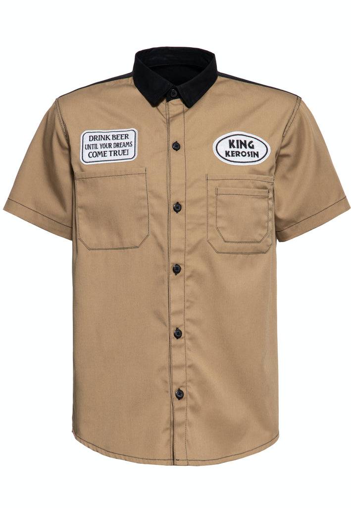 Queen Kerosin Workwear Kurzarm Hemd «All You Need is Beer» Jubiläumsangebot
