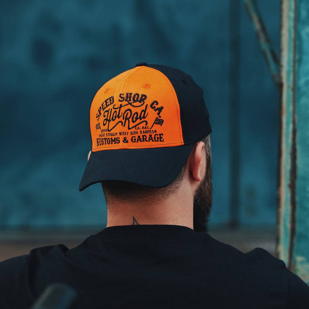 Queen Kerosin Baseball Cap mit Print auf der Schirmunterseite «Hot Rod» VIP-Rabatte