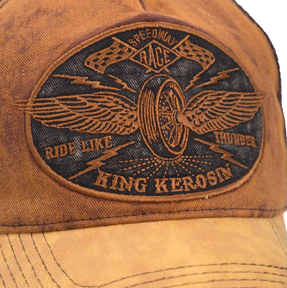 Queen Kerosin Trucker Trucker Cap im Vintage Jeans Look «Ride like Thunder» Bis zu 65% Rabatt