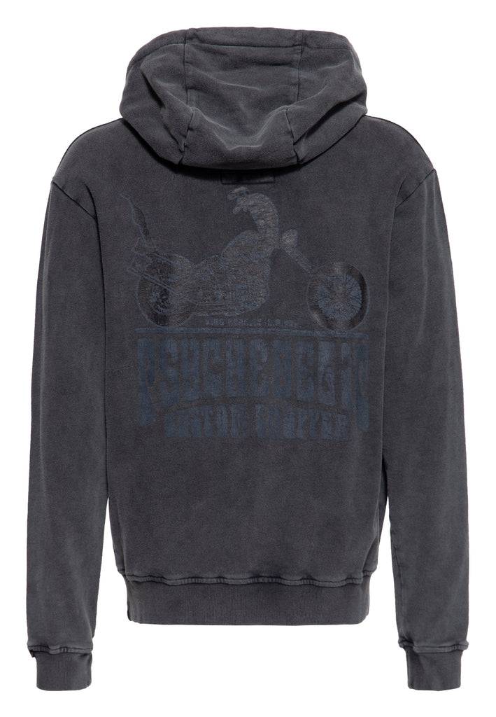 Queen Kerosin Acid washed Zip Hoodie «Psychedelic Custom Chopper» Versandkostenfrei