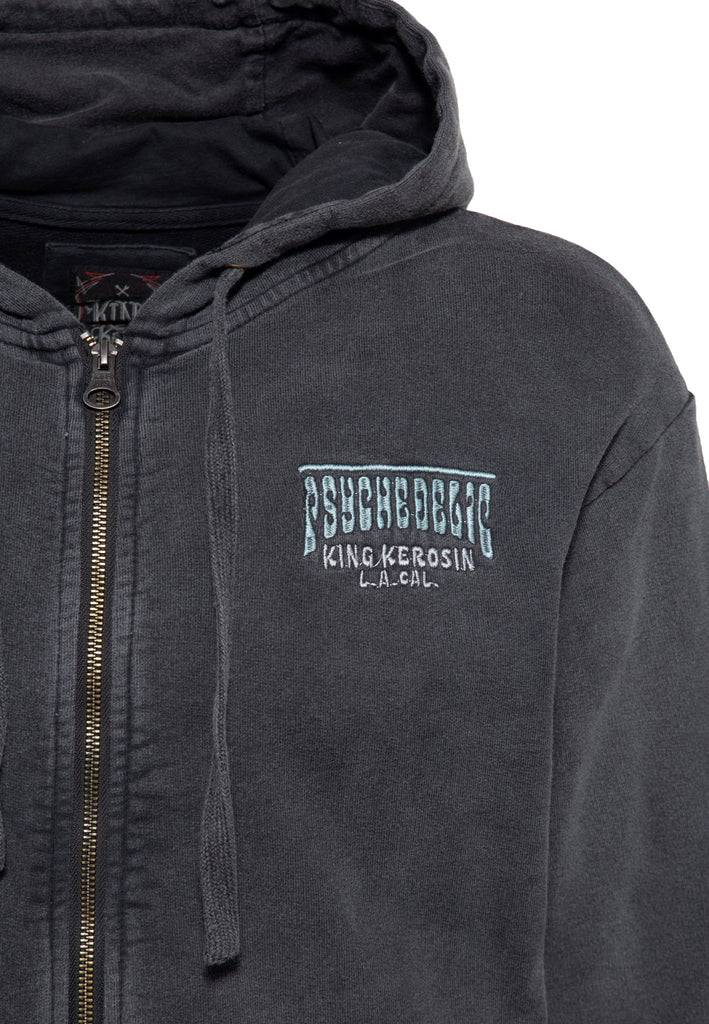 Queen Kerosin Acid washed Zip Hoodie «Psychedelic Custom Chopper» Versandkostenfrei