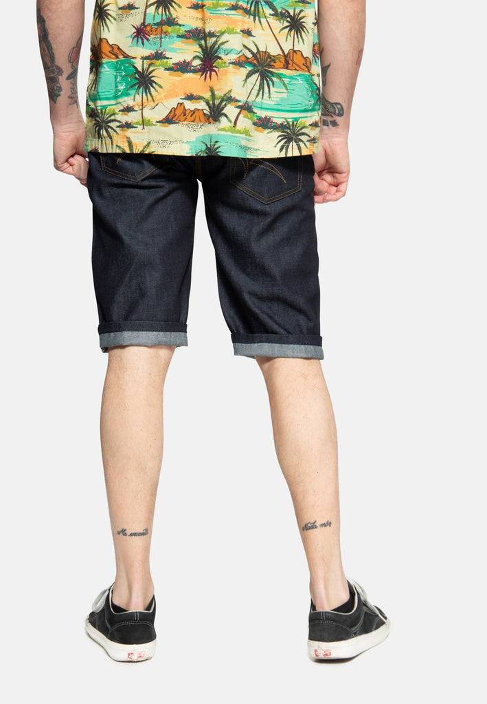 Queen Kerosin Denim Shorts mit Pintstripe Stitching «50s Workwear» Super Sparpreis