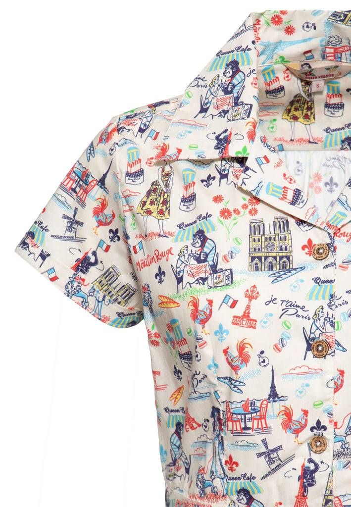 Queen Kerosin Hawaiibluse «Paris» Bis zu 65% Rabatt