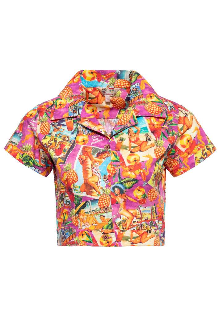 Queen Kerosin Hawaiibluse «Miami & Long Beach» Nur für heute